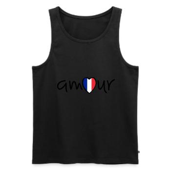 Love for France with flag. Amour or l' amour - Men's Premium Organic Tank Top - black - Front - AI Model Male 178 light (178cm)