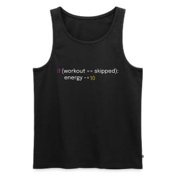 Lustiges Workout- und Coding-Design - Männer Premium Bio Tank Top - Schwarz - Vorne - AI Model Male 178 light (178cm)