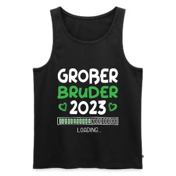 Großer Bruder 2023 Loading Herz - Männer Premium Bio Tank Top - Schwarz - Vorne - Michal (187cm)