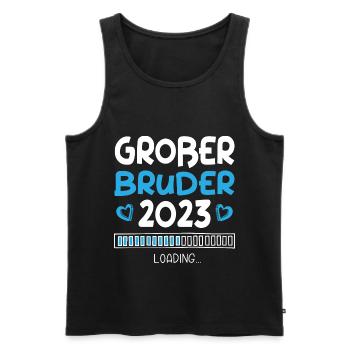 Großer Bruder 2023 Loading Herz - Männer Premium Bio Tank Top - Schwarz - Vorne - Michal (187cm)