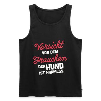 Vorsicht vor dem Frauchen - Männer Premium Bio Tank Top - Schwarz - Vorne - Michal (187cm)