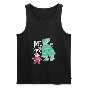 Arbre Rex Noël Drôle Santa Trex - Débardeur bio Premium Homme - noir - Devant - Michal (187cm)