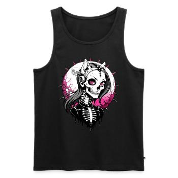 Cat-Girl Skull // Totenkopf Katzenfrau FS0042 - Männer Premium Bio Tank Top - Schwarz - Vorne - AI Model Male 178 light (178cm)