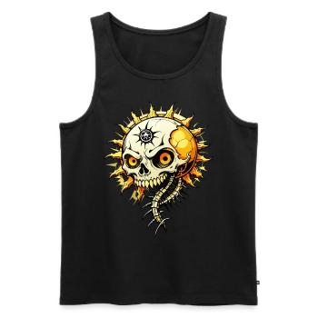 Sun Skull / Totenkopf Sonne / Sonnenschein FS0065 - Männer Premium Bio Tank Top - Schwarz - Vorne - Michal (187cm)