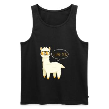 Lama Alpaka Pako I Llike You Je t’aime Drôle - Débardeur bio Premium Homme - noir - Devant - AI Model Male 178 light (178cm)