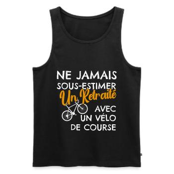 Humour Retraité Vélo de Course - Débardeur bio Premium Homme - noir - Devant - AI Model Male 178 light (178cm)
