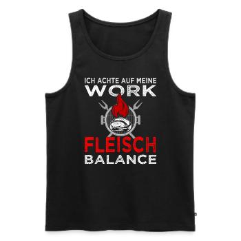 Fleisch - Grillen - Steak - Metzger - Männer Premium Bio Tank Top - Schwarz - Vorne - Michal (187cm)