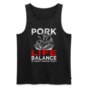 Pork Life Balance - Fleisch - Grillen - Steak - Männer Premium Bio Tank Top - Schwarz - Vorne - AI Model Male 178 light (178cm)