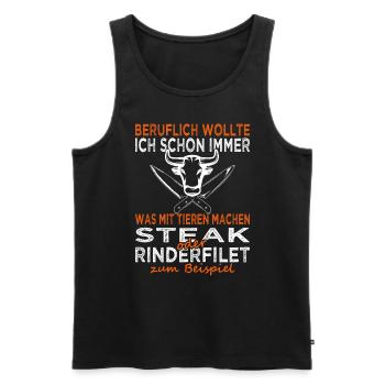 Koch - Sternekoch - Küchenhilfe - Fleisch - Steak - Männer Premium Bio Tank Top - Schwarz - Vorne - Michal (187cm)