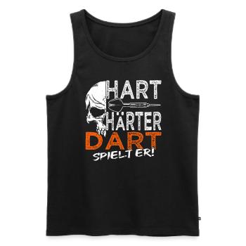 Hart Härter Dart spielt er - Dart - Dartkönig - Männer Premium Bio Tank Top - Schwarz - Vorne - Michal (187cm)