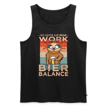 Work Bier Balance Faultier mit Bier - Volksfest - Männer Premium Bio Tank Top - Schwarz - Vorne - Michal (187cm)
