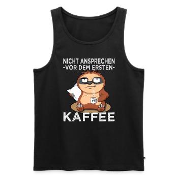Nicht ansprechen Faultier - Kaffeetrinker - Büro - Männer Premium Bio Tank Top - Schwarz - Vorne - AI Model Male 178 light (178cm)