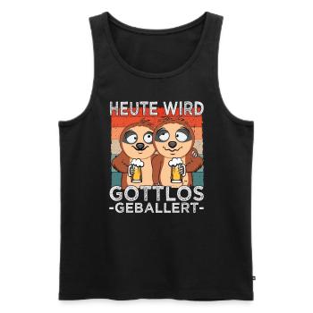 Biertrinker - Männerabend - Saufen - Männer Premium Bio Tank Top - Schwarz - Vorne - AI Model Male 178 light (178cm)