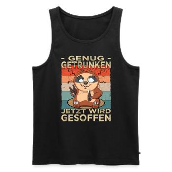 Genug getrunken - Saufen - Biertrinker - Männer Premium Bio Tank Top - Schwarz - Vorne - AI Model Male 178 light (178cm)