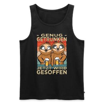 Genug getrunken - Saufen - Biertrinker Faultiere - Männer Premium Bio Tank Top - Schwarz - Vorne - Michal (187cm)