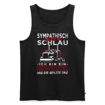 Sympathisch, sexy & schlau LKW Fahrer - Trucker - Männer Premium Bio Tank Top - Schwarz - Vorne - AI Model Male 178 light (178cm)