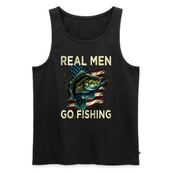 De vrais hommes vont à la pêche - Débardeur bio Premium Homme - noir - Devant - Michal (187cm)