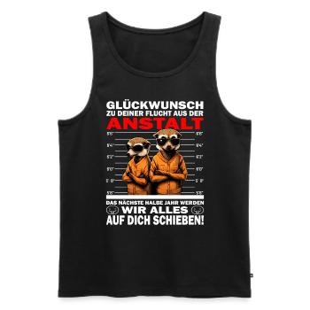 Glückwunsch zur Flucht aus der Anstalt Jobwechsel - Männer Premium Bio Tank Top - Schwarz - Vorne - AI Model Male 178 light (178cm)