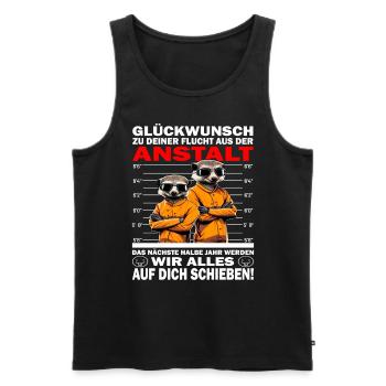 Glückwunsch zur Flucht aus der Anstalt Jobwechsel - Männer Premium Bio Tank Top - Schwarz - Vorne - AI Model Male 178 light (178cm)