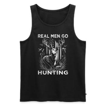 Real Men go Hunting - Hunter - Men's Premium Organic Tank Top - black - Front - Michal (187cm)