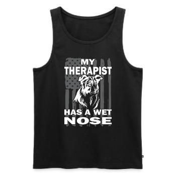Border Collie - Amoureux des chiens - Propriétaires de chiens - Débardeur bio Premium Homme - noir - Devant - AI Model Male 178 light (178cm)