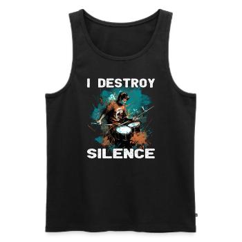 I Destroy Silence - Schlagzeug - Schlagzeuger - Männer Premium Bio Tank Top - Schwarz - Vorne - AI Model Male 178 light (178cm)