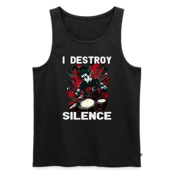 I Destroy Silence - Schlagzeug - Schlagzeuger - Männer Premium Bio Tank Top - Schwarz - Vorne - AI Model Male 178 light (178cm)