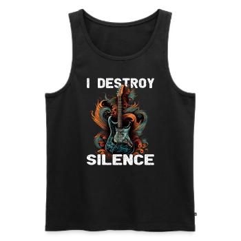 I Destroy Silence - Gitarre - Gitarrist - Männer Premium Bio Tank Top - Schwarz - Vorne - AI Model Male 178 light (178cm)
