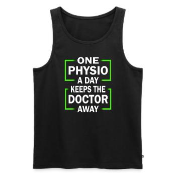 One Physio A Day - Physiotherapist - Men's Premium Organic Tank Top - black - Front - AI Model Male 178 light (178cm)