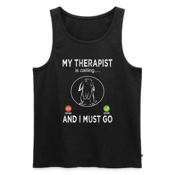 My Therapist Is Calling Rabbit - Rabbit Breeding - Men's Premium Organic Tank Top - black - Front - AI Model Male 178 light (178cm)