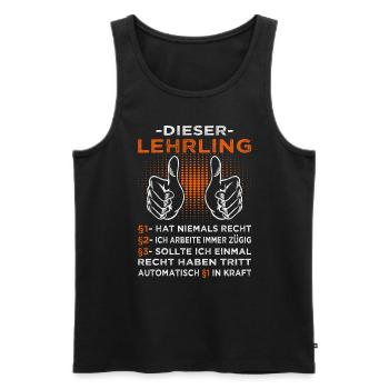 Lehrling & Azubi Sprüche - Männer Premium Bio Tank Top - Schwarz - Vorne - AI Model Male 178 light (178cm)