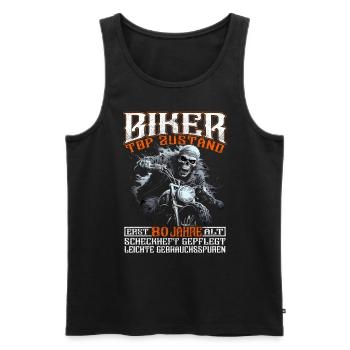 Motorradfahrer & Biker 80. Geburtstag - Männer Premium Bio Tank Top - Schwarz - Vorne - AI Model Male 178 light (178cm)