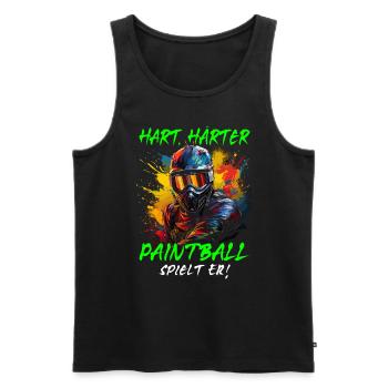 Hart Härter Paintball spielt er | Paintballspieler - Männer Premium Bio Tank Top - Schwarz - Vorne - Michal (187cm)