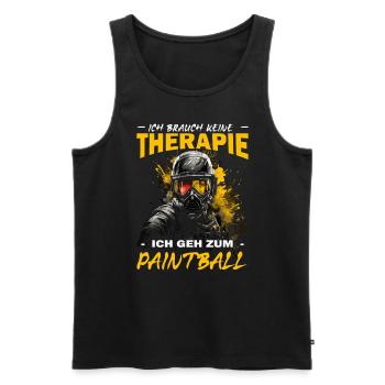 Ich brauch keine Therapie ich geh zum Paintball - Männer Premium Bio Tank Top - Schwarz - Vorne - Michal (187cm)