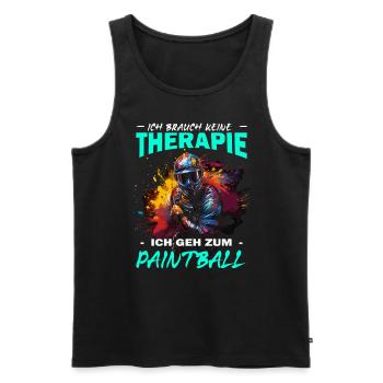 Ich brauch keine Therapie ich geh zum Paintball - Männer Premium Bio Tank Top - Schwarz - Vorne - Michal (187cm)