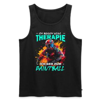 Ich brauch keine Therapie ich geh zum Paintball - Männer Premium Bio Tank Top - Schwarz - Vorne - Michal (187cm)