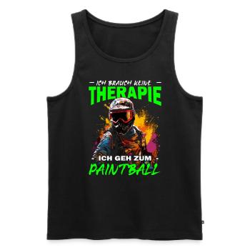Ich brauch keine Therapie ich geh zum Paintball - Männer Premium Bio Tank Top - Schwarz - Vorne - Michal (187cm)