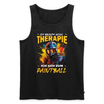 Ich brauch keine Therapie ich geh zum Paintball - Männer Premium Bio Tank Top - Schwarz - Vorne - Michal (187cm)