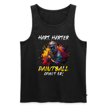 Hart Härter Paintball spielt er | Paintballspieler - Männer Premium Bio Tank Top - Schwarz - Vorne - Michal (187cm)