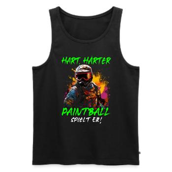 Hart Härter Paintball spielt er | Paintballspieler - Männer Premium Bio Tank Top - Schwarz - Vorne - Michal (187cm)