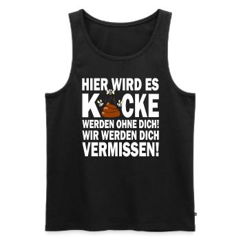 Wir werden dich vermissen - Jobwechsel - Männer Premium Bio Tank Top - Schwarz - Vorne - AI Model Male 178 light (178cm)