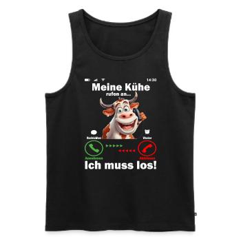 Meine Kühe rufen an - Michlbauer Kuhbauer Landwirt - Männer Premium Bio Tank Top - Schwarz - Vorne - Michal (187cm)