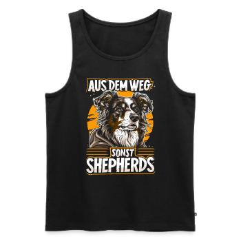 Aus dem Weg sonst Shepherds | Australian Shepherd - Männer Premium Bio Tank Top - Schwarz - Vorne - Michal (187cm)