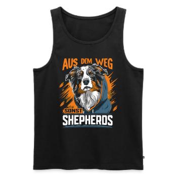 Aus dem Weg sonst Shepherds | Australian Shepherd - Männer Premium Bio Tank Top - Schwarz - Vorne - Michal (187cm)