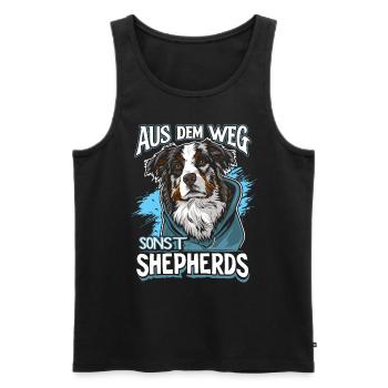 Aus dem Weg sonst Shepherds | Australian Shepherd - Männer Premium Bio Tank Top - Schwarz - Vorne - Michal (187cm)