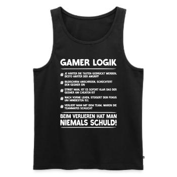 Gamer Logik | Gaming & Zocken - Männer Premium Bio Tank Top - Schwarz - Vorne - Michal (187cm)