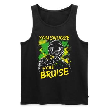 Paintball Spruch You Snooze You Bruise | Paintball - Männer Premium Bio Tank Top - Schwarz - Vorne - Michal (187cm)