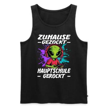 Schulabschluss Hauptschule gerockt | Quali - Männer Premium Bio Tank Top - Schwarz - Vorne - Michal (187cm)