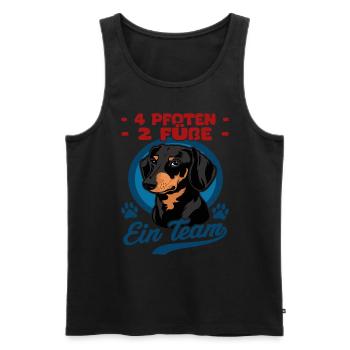 4 Pfoten 2 Füße ein Team Dackel | Dachshund - Männer Premium Bio Tank Top - Schwarz - Vorne - Michal (187cm)