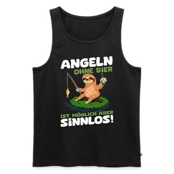Angeln ohne Bier ist möglich aber sinnlos Faultier - Männer Premium Bio Tank Top - Schwarz - Vorne - AI Model Male 178 light (178cm)